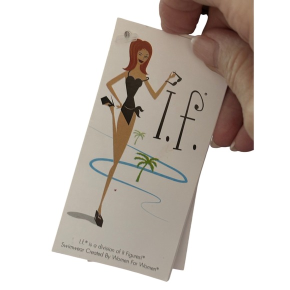 I.f. Women's 18W Floral Halter Neck Tankini Swim Top Black Multi Color - Picture 8 of 10